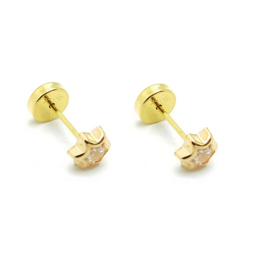 AROS ESTRELLA RECIEN NACIDA ORO 18 KT Y CIRCON - 1