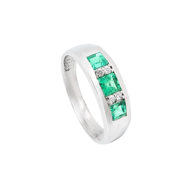 ANILLO ESMERALDA DIAMANTES TALLA 12 - 1