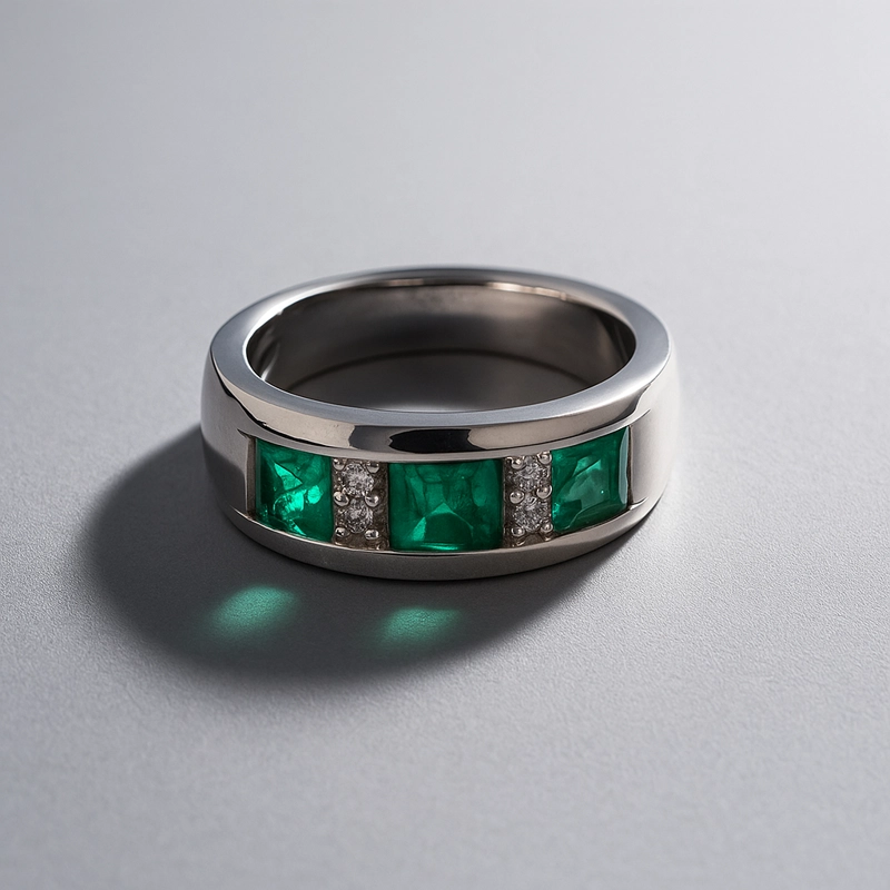 ANILLO ESMERALDA DIAMANTES TALLA 12 - 2
