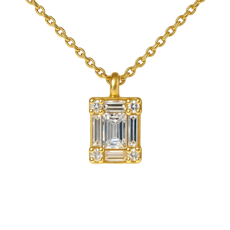 COLLAR DIAMANTES BAGUETTE ORO AMARILLO 18K
