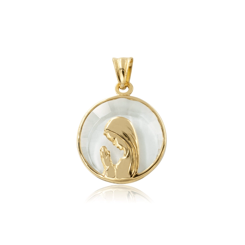 MEDALLA VIRGEN CRISTAL 17MM REDONDA - 1