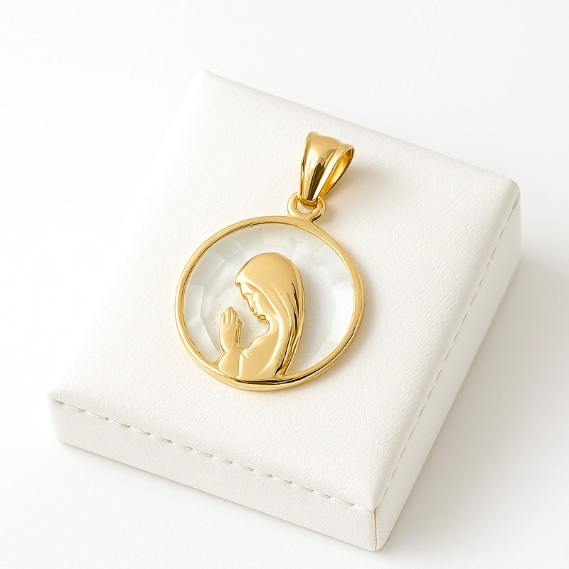 MEDALLA VIRGEN CRISTAL 17MM REDONDA - 2