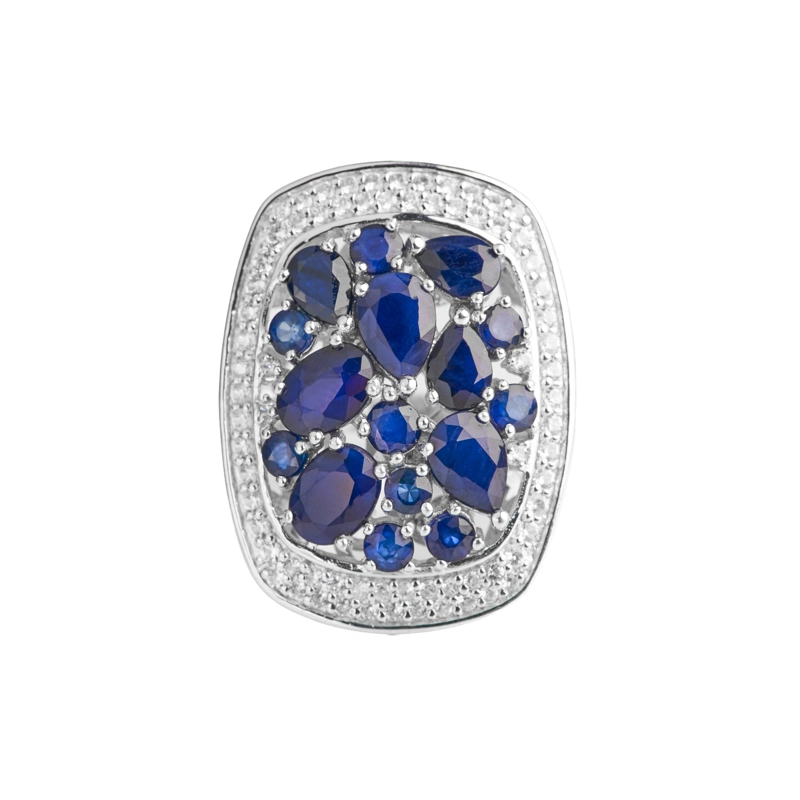 ANILLO DE ZAFIRO AZUL NATURAL ENGASTADO EN PLACA #20 - 3