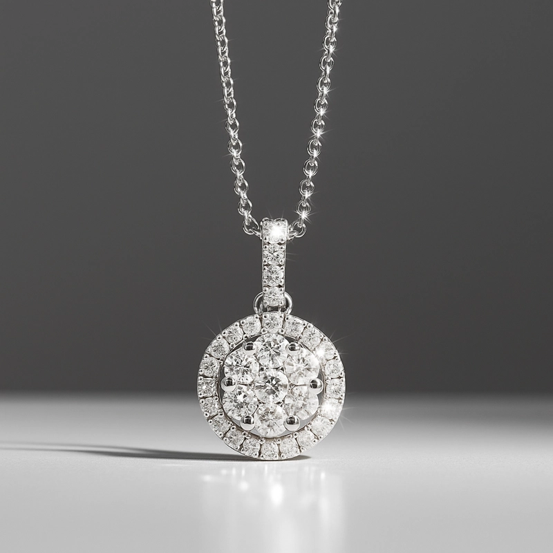 COLGANTE ORO REDONDO BRILLANTES EN PAVE 0.37CT - 2