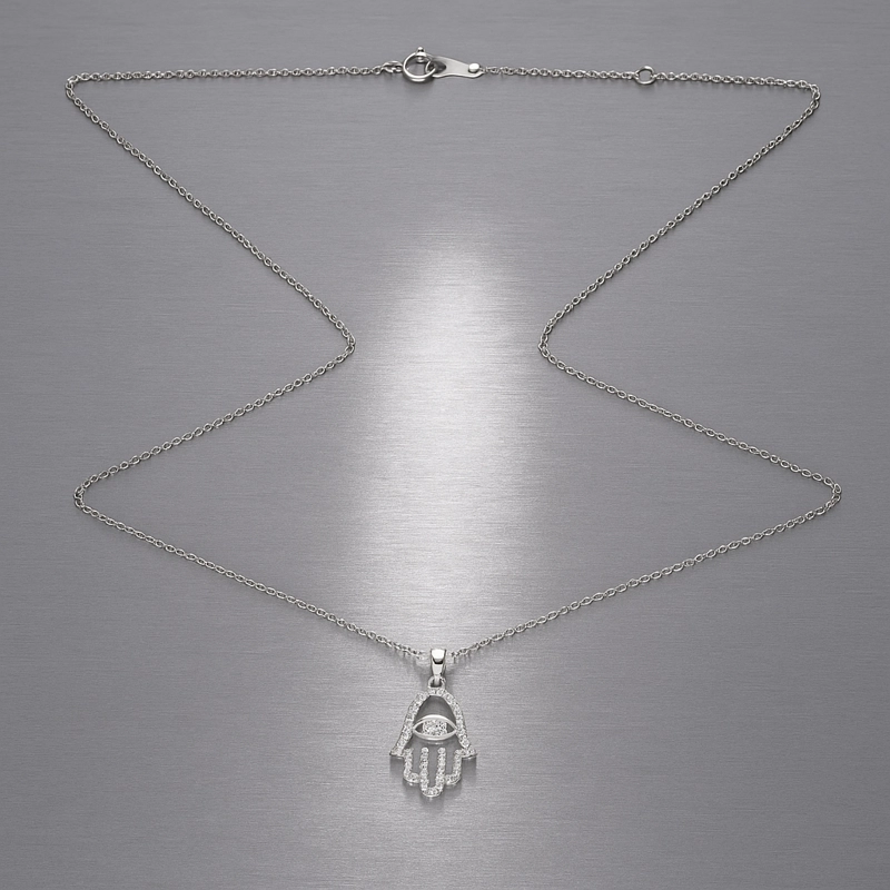 COLLAR ORO COLGANTE MANO HAMSA 0.02CT 12MM - 2