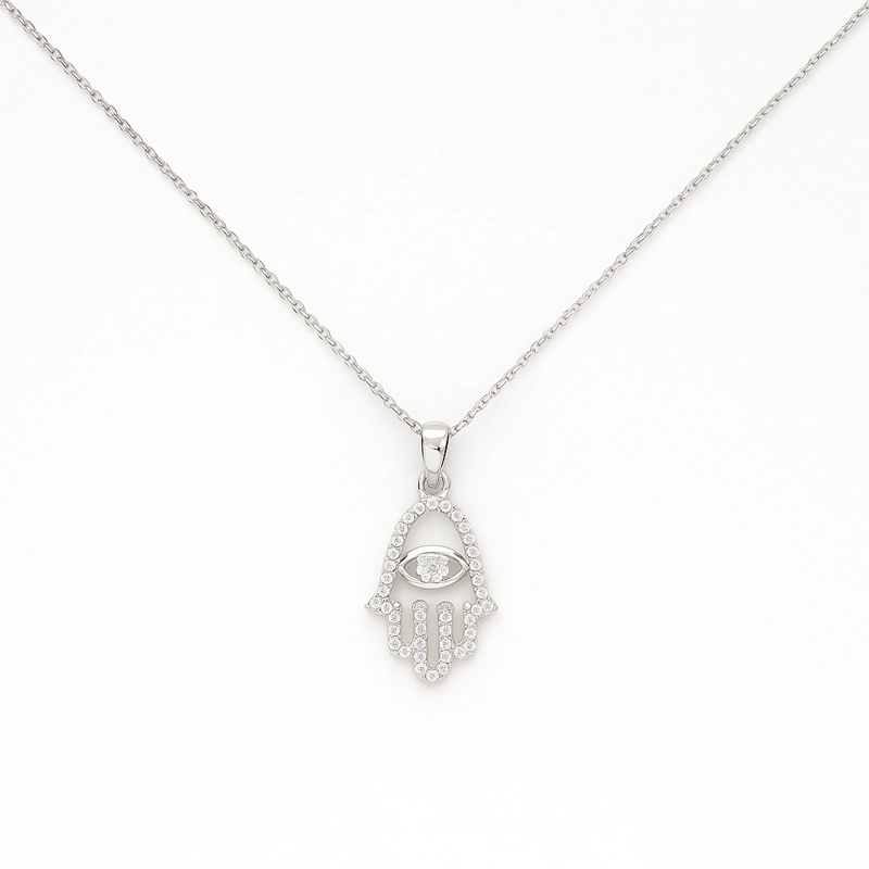 COLLAR ORO COLGANTE MANO HAMSA 0.02CT 12MM - 3