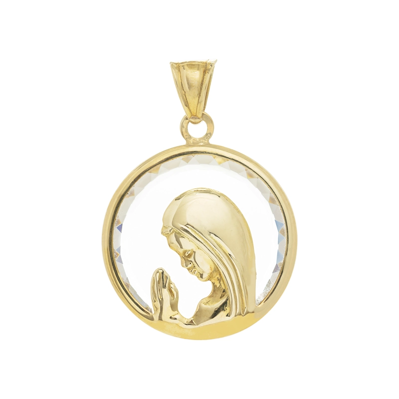 MEDALLA VIRGEN CON CRISTAL ORO AMARILLO 18K - 20MM - 1