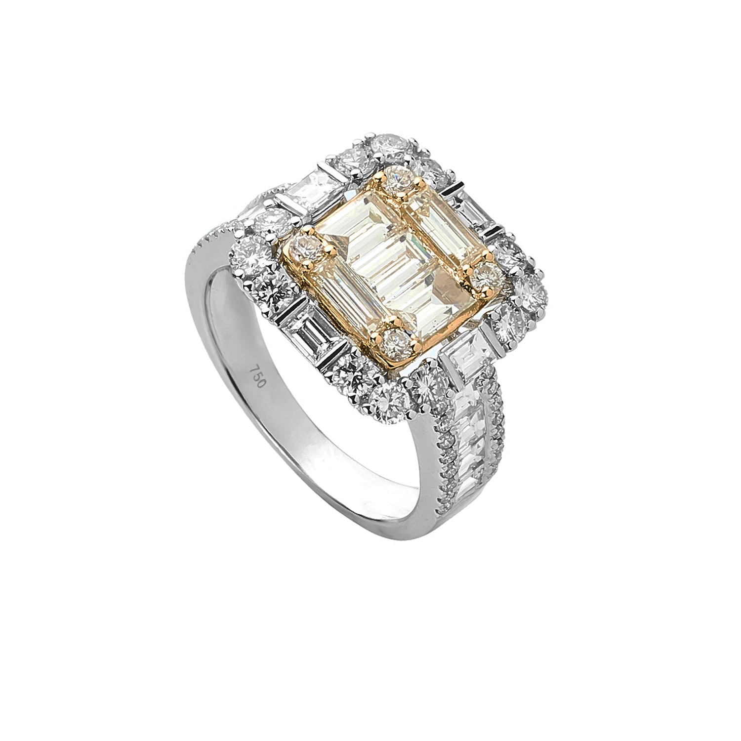 ANILLO DIAMANTES EN BAGUETTE BICOLOR #11 - 1
