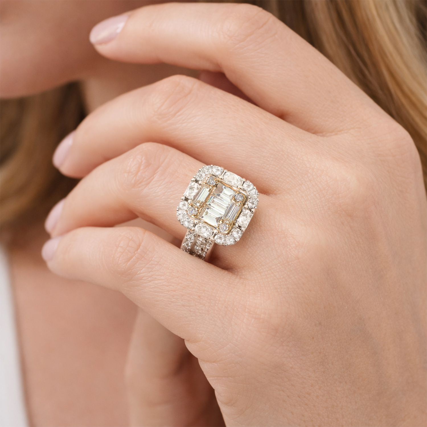 ANILLO DIAMANTES EN BAGUETTE BICOLOR #11 - 3