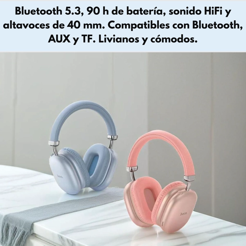 AUDIFONOS BLUETOOTH 90 HORAS BATERIA HIFI HOCO W35 MAX JOY  PLATA - 8