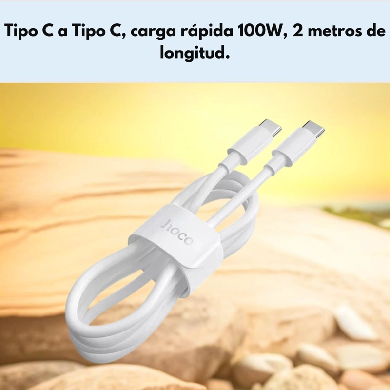 CABLE HOCO X51 TIPO C A TIPO C 100W 2M CARGA RAPIDA - BLANCO - 6