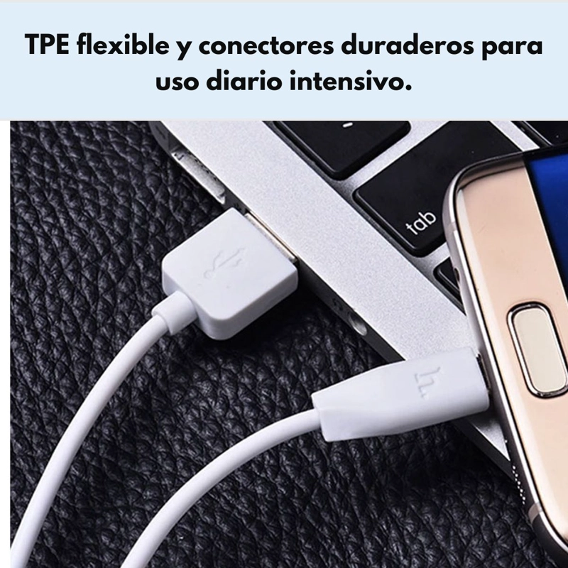 CABLE HOCO TIPO C X1 1M CARGA RAPIDA BLANCO - 3