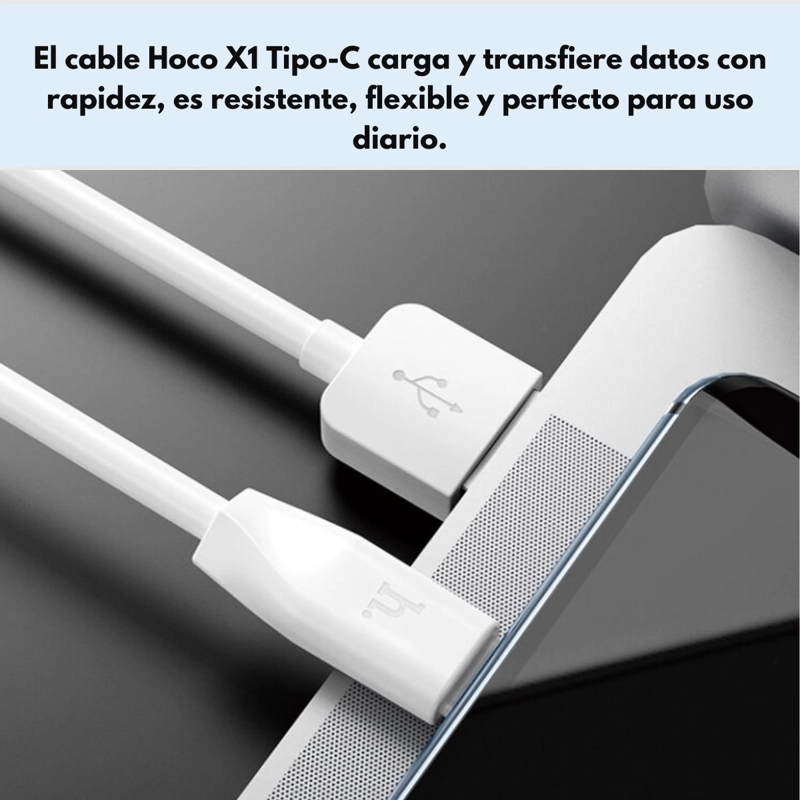 CABLE HOCO TIPO C X1 1M CARGA RAPIDA BLANCO - 7