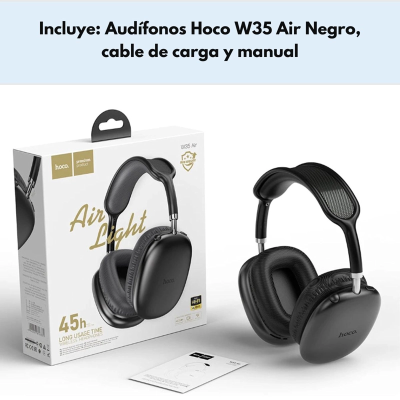 AUDIFONOS INALAMBRICOS 45 HRS BATERIA HOCO W35 AIR OVER EAR - 9