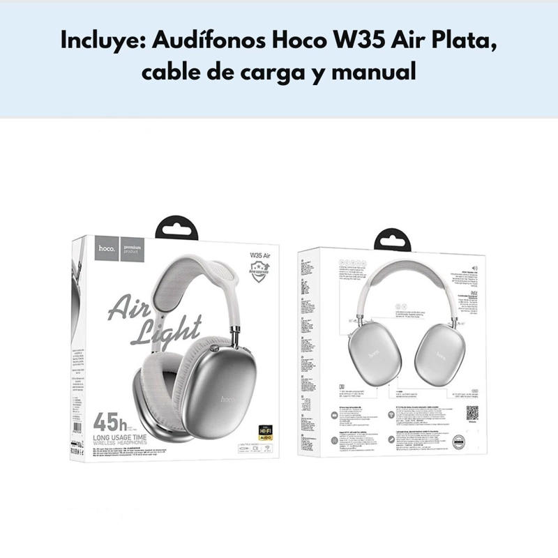 AUDIFONOS INALAMBRICOS 45 HRS BATERIA HOCO W35 AIR OVER EAR - 9