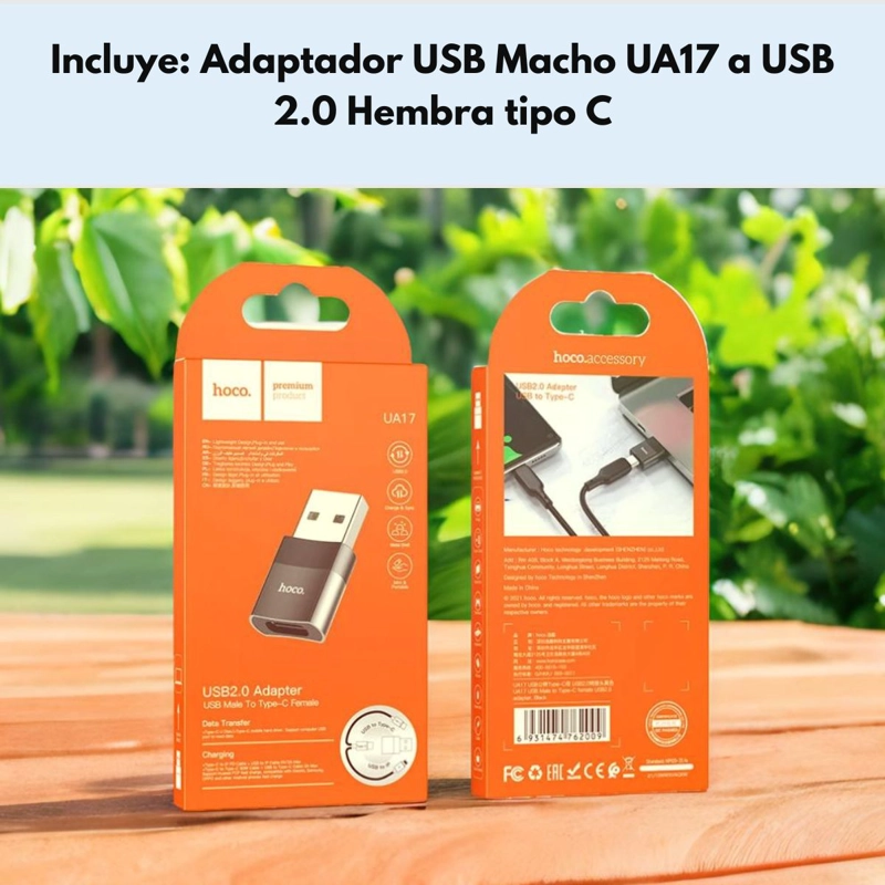ADAPTADOR/OTG USB 2.0 A USB TIPO C HEMBRA COLOR NEGRO UA17 - 8