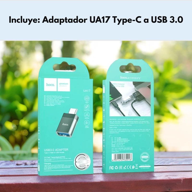 ADAPTADOR USB A TIPO C USB 3.0 HEMBRA A MACHO HOCO UA17 OTG - 8