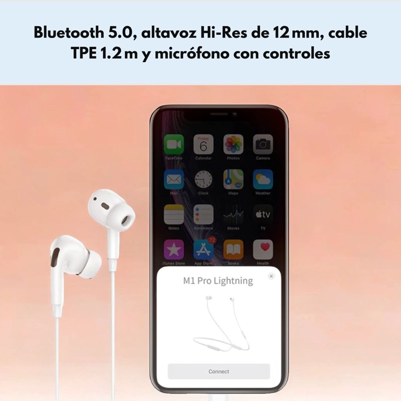 AUDIFONO HOCO M1 PRO LIGHTNING BT5.1 COLOR BLANCO - 8