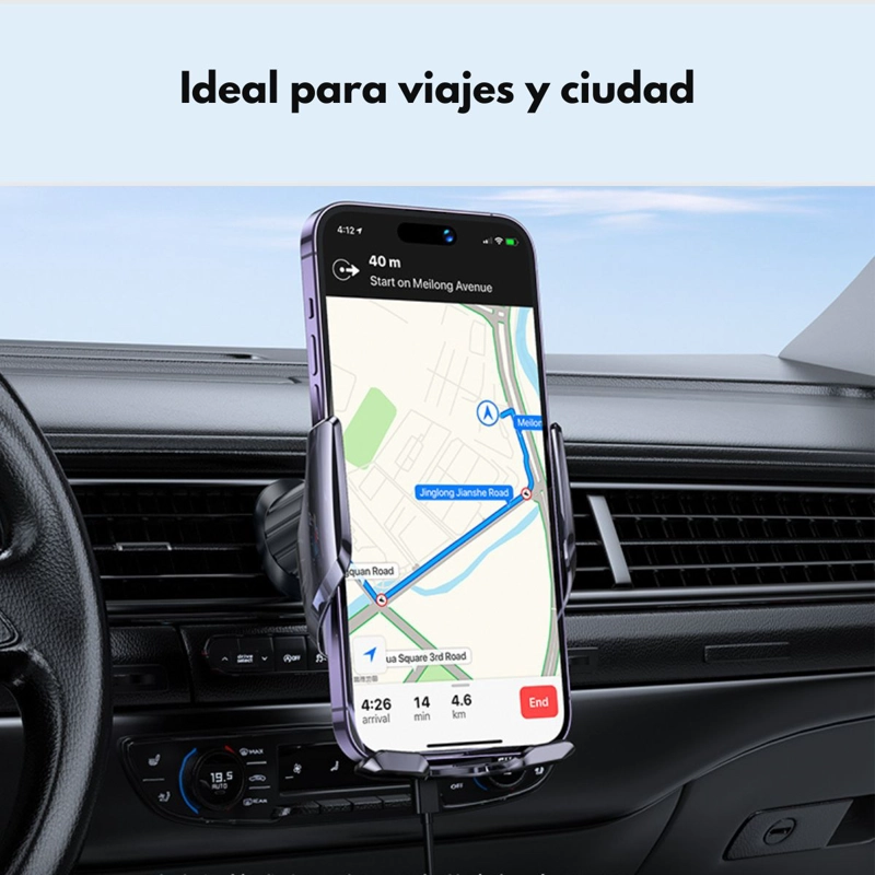 SOPORTE DE AUTO CARGA INALAMBRICA PARA IPHONE SMARTPHONE - 6