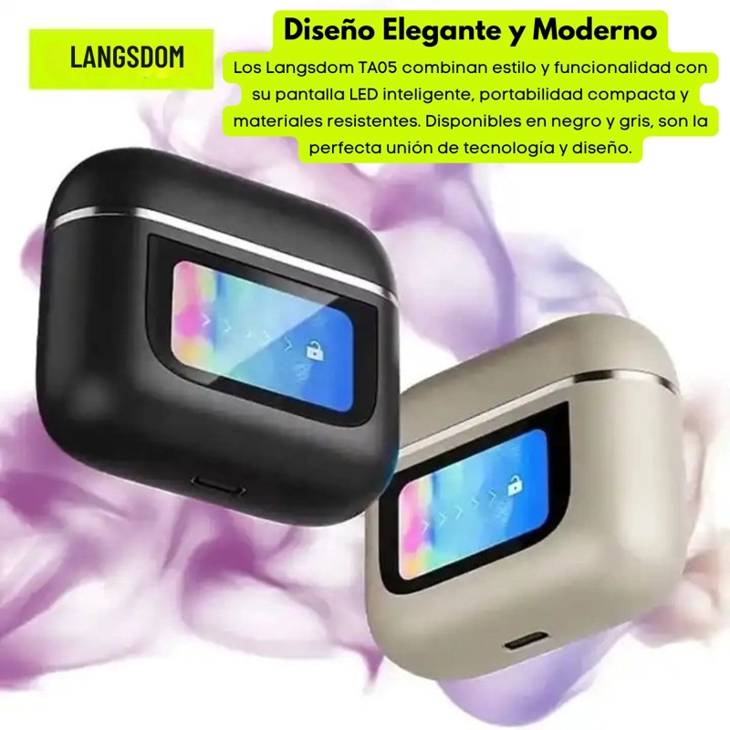 AUDIFONOS LANGSDOM TA05 INALAMBRICOS TWS ANC ENC TACTIL - 7