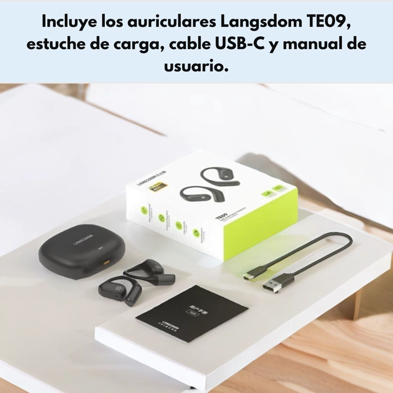 AUDIFONOS DEPORTIVOS BLUETOOTH IPX5 HIFI 36H LANGSDOM TE09 - 9