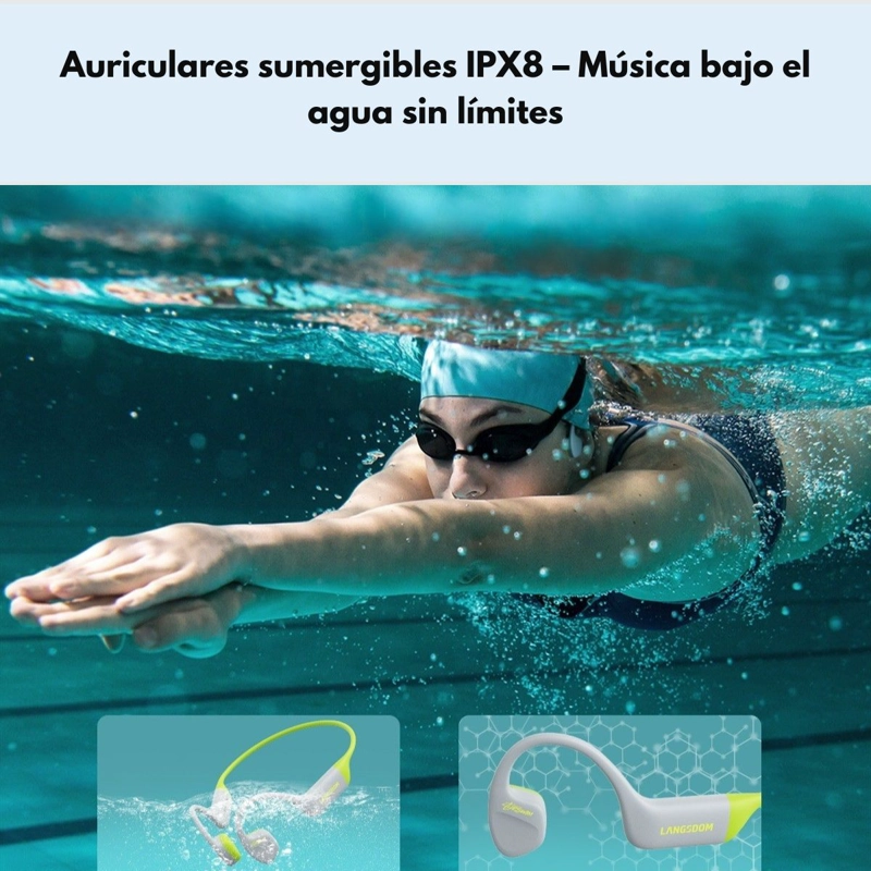 AUDIFONOS DEPORTIVOS IPX8 CONDUCCION OSEA LANGSDOM AIRSWIM - 2