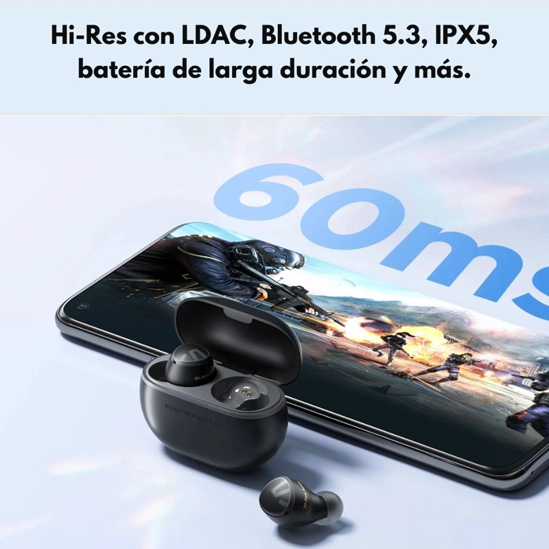 AUDIFONOS BLUETOOTH HIFI LDAC Y IPX5 SOUNDPEATS MINI HS - 9