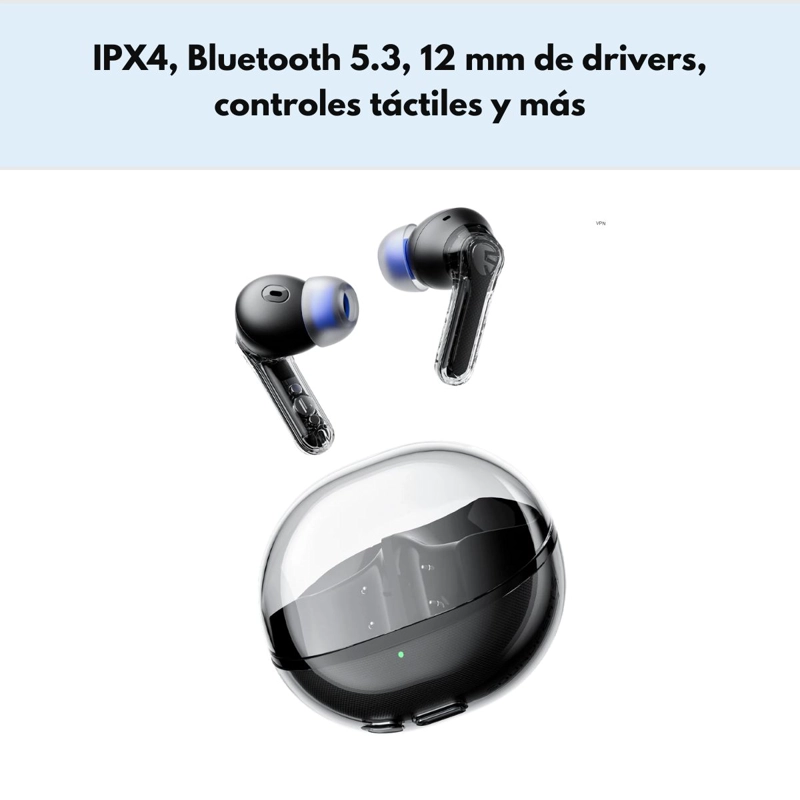 AUDIFONOS INALAMBRICOS TWS ENC IPX4 SOUNDPEATS CLEAR - 8