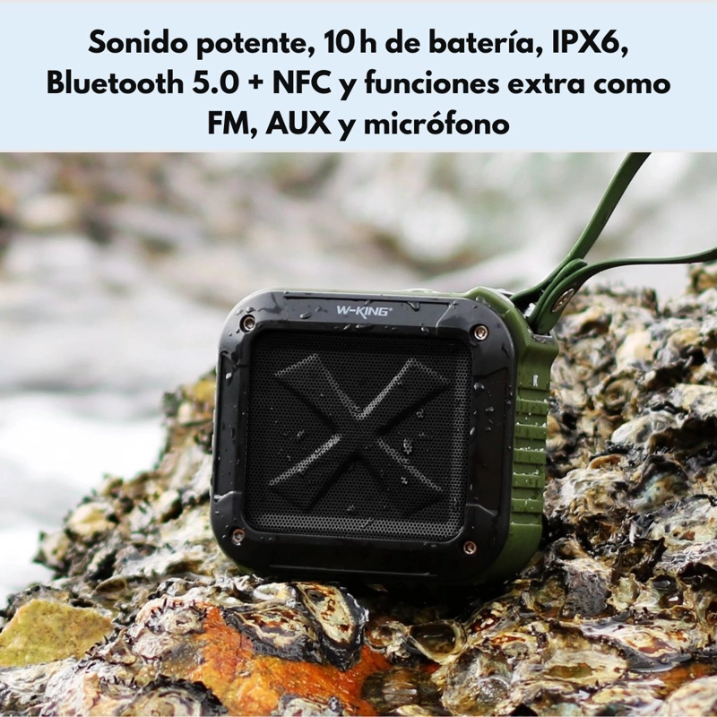 PARLANTE BLUETOOTH OUTDOOR IPX6 NFC FM 10 HORAS W-KING S7 - 8
