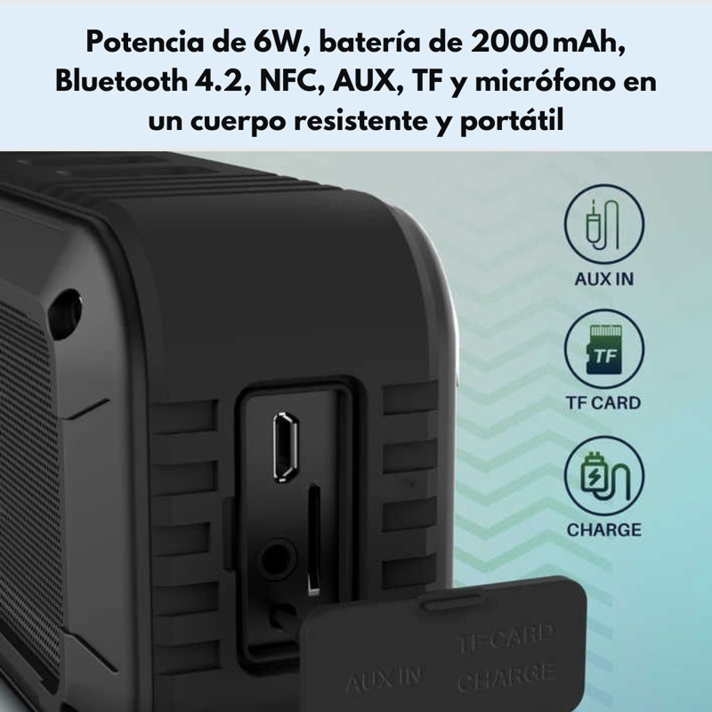 PARLANTE BLUETOOTH OUTDOOR IPX6 NFC FM 8 HORAS W‑KING S20 - 8