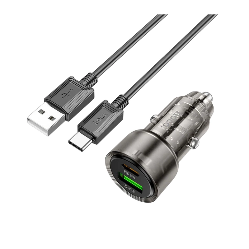 CARGADOR RAPIDO AUTO HOCO Z52 38W USB-C Y USB-A TIPO C - 1