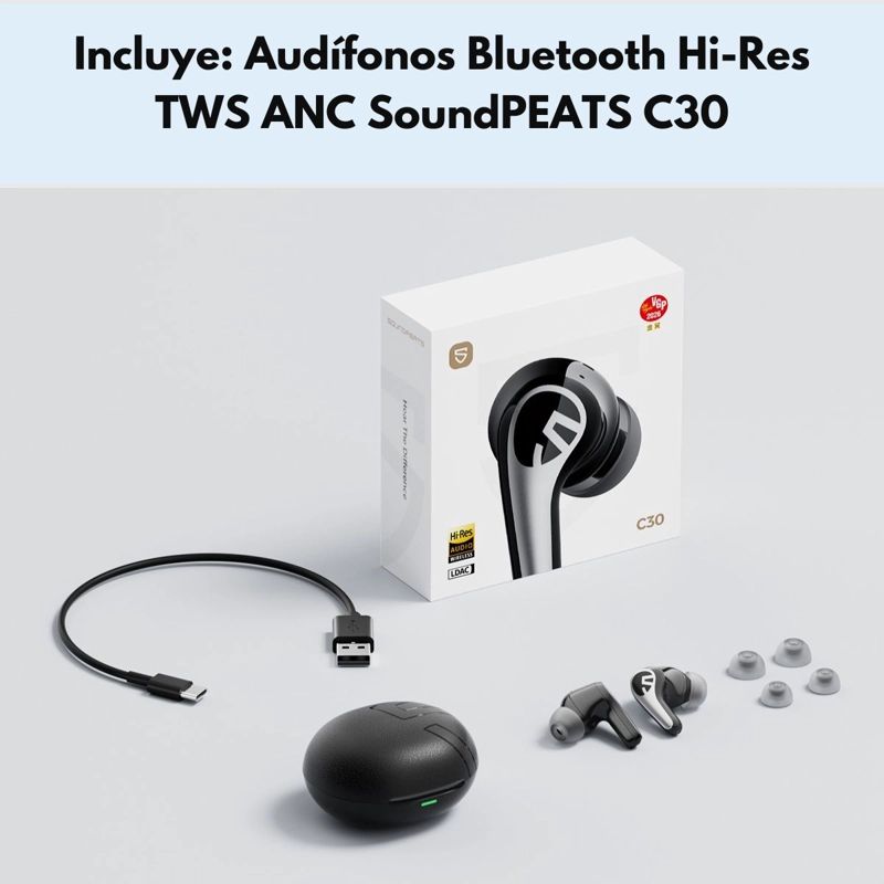 AUDIFONOS BLUETOOTH HI-RES TWS ANC SOUNDPEATS C30 - 8