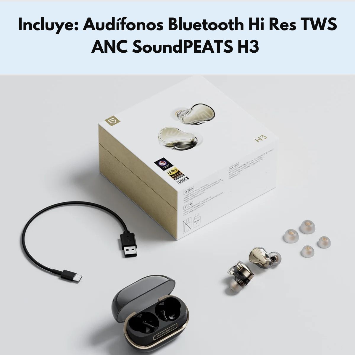 AUDIFONOS BLUETOOTH HI RES TWS ANC SOUNDPEATS H3 - 9