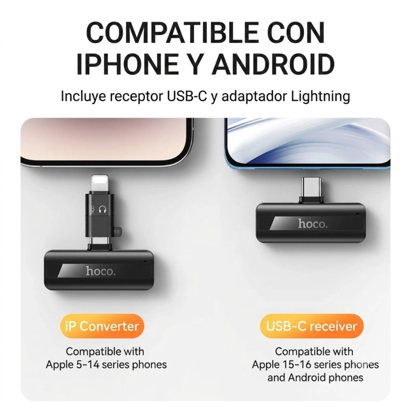 MICROFONO LAVALIER INALAMBRICO DUAL HOCO - 3