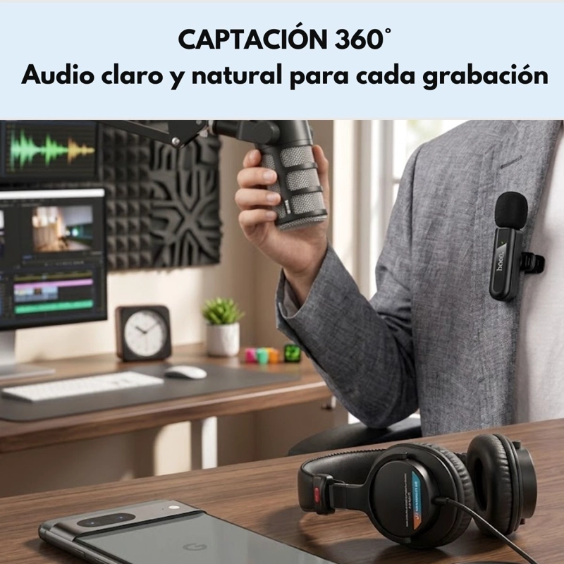 MICROFONO LAVALIER INALAMBRICO DUAL HOCO - 5