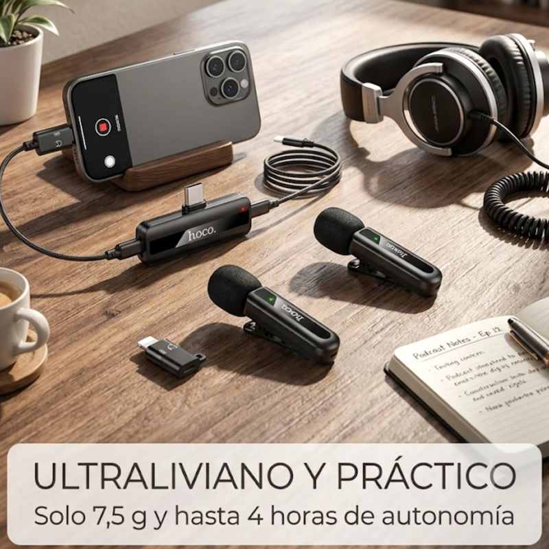 MICROFONO LAVALIER INALAMBRICO DUAL HOCO - 7