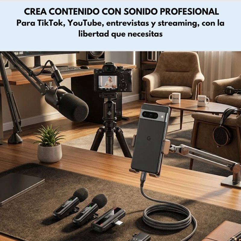 MICROFONO LAVALIER INALAMBRICO DUAL HOCO - 8