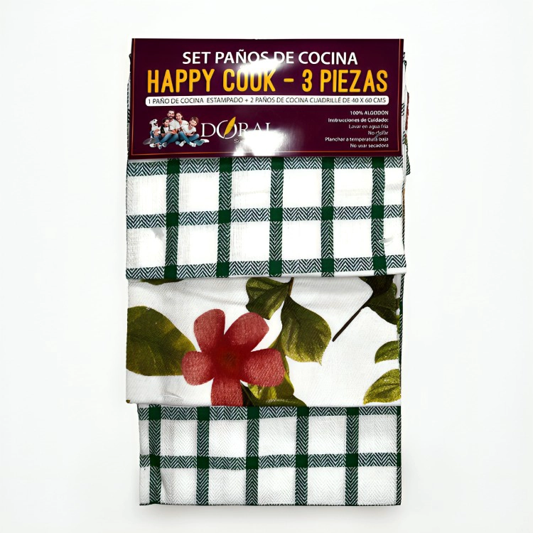 SET 3 PAÑOS DE COCINA HAPPY COOK VERDE - 1