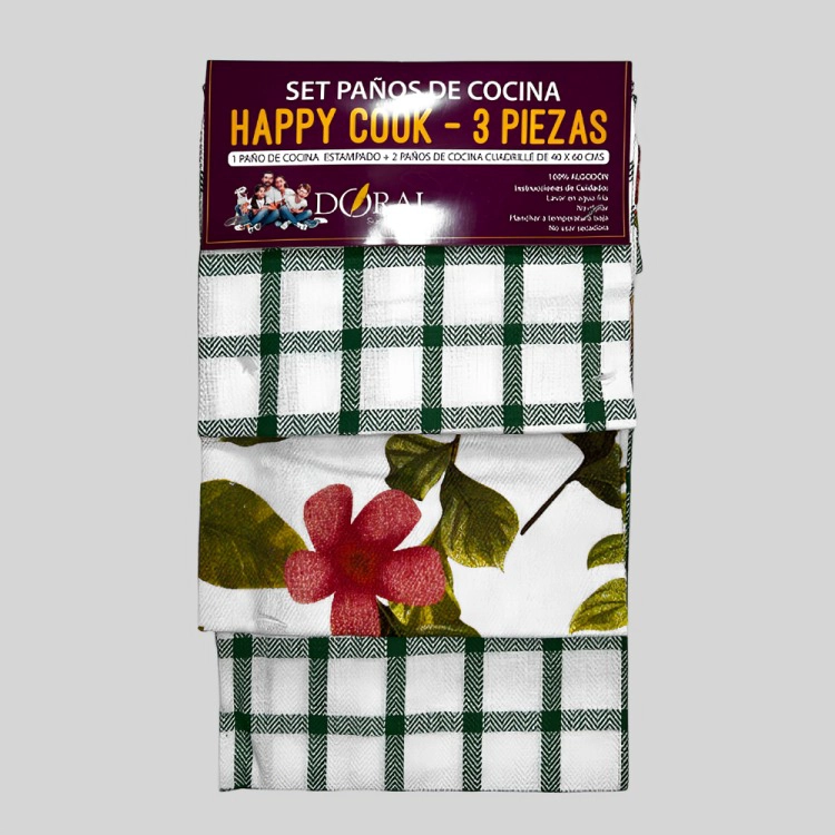 SET 3 PAÑOS DE COCINA HAPPY COOK VERDE - 2