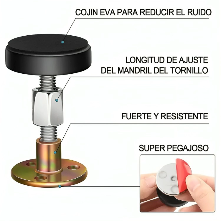 TOPE CAMA PARED MUEBLE AJUSTABLE ANTIVIBRACION 2 UNIDADES - 2