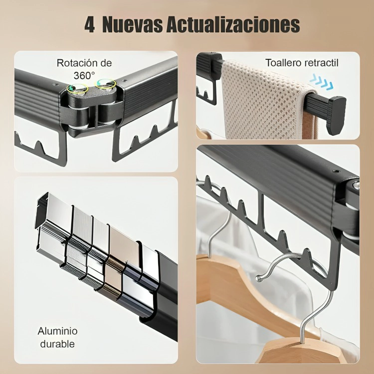 TENDEDERO PLEGABLE COLGADORES DE ROPA AJUSTABLE - 2