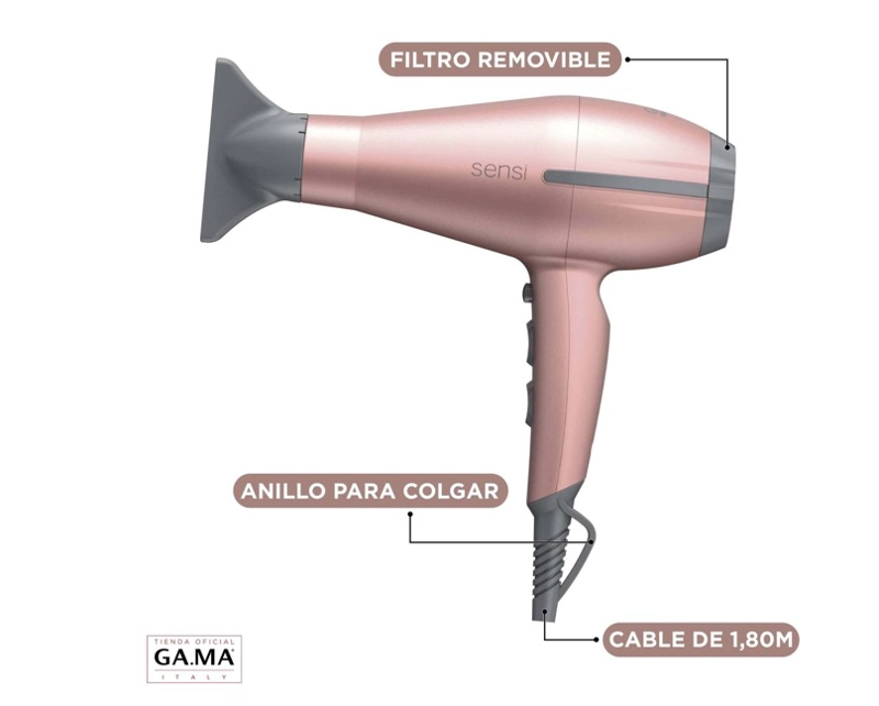 SECADOR DE CABELLO GAMA TEMPO 5D SENSI ROSE - 6