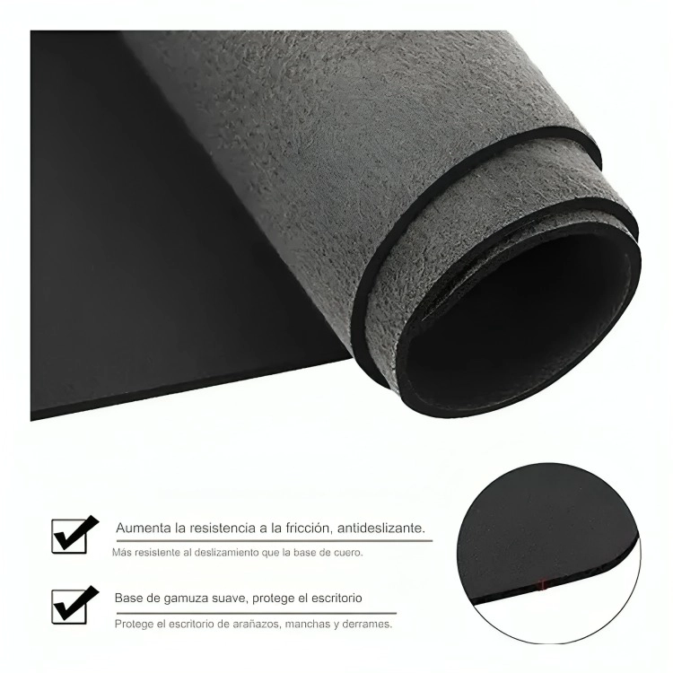 MOUSE PAD ALFOMBRILLA PROTECTOR ANTIDESLIZANTE 80X40 NEGRO - 3