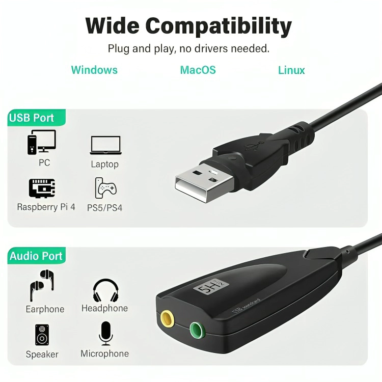 TARJETA DE SONIDO USB 3D VIRTUAL - 3