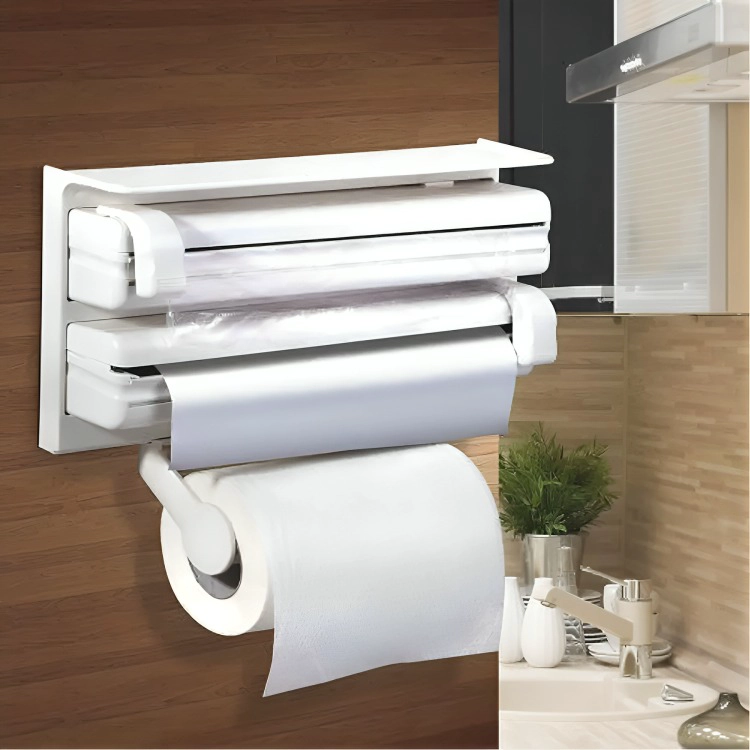 PORTA ROLLO TOALLA NOVA TRIPLE DISPENSADOR COCINA ALUSA FILM - 2