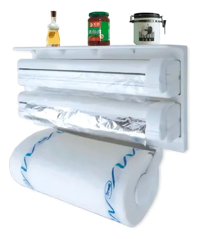 PORTA ROLLO TOALLA NOVA TRIPLE DISPENSADOR COCINA ALUSA FILM - 3