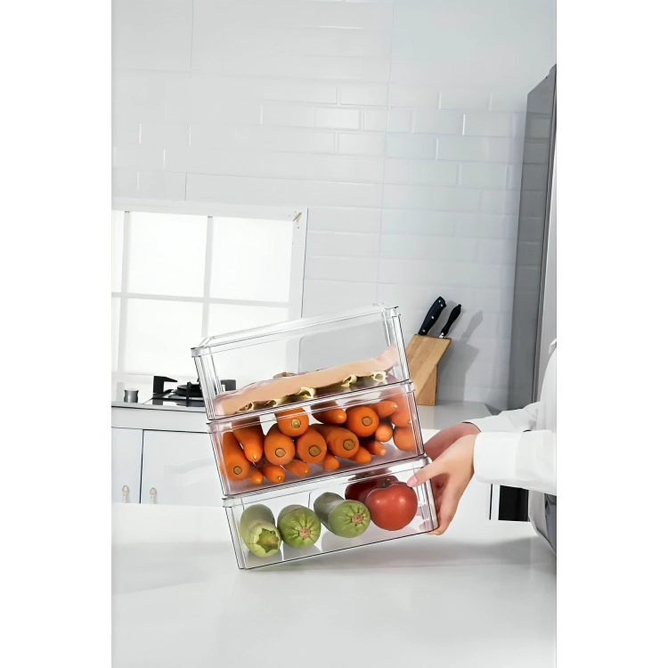 ORGANIZADOR REFRIGERADOR COCINA SET 7 CONTENEDORES CON TAPA - 1