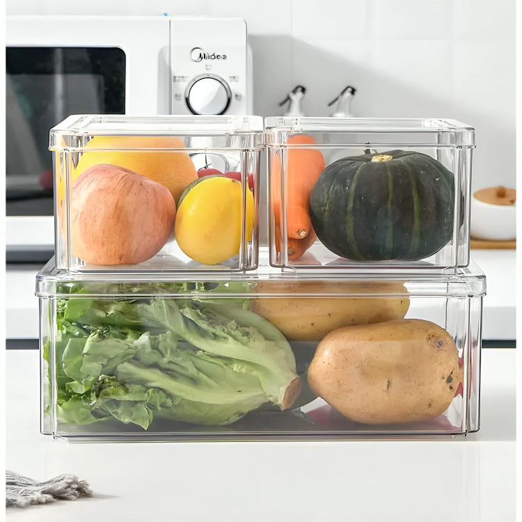 ORGANIZADOR REFRIGERADOR COCINA SET 7 CONTENEDORES CON TAPA - 2