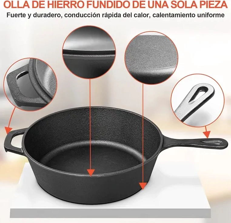 SARTENES DE HIERRO FUNDIDO GRUESA DOBLE USO 26CM - 1