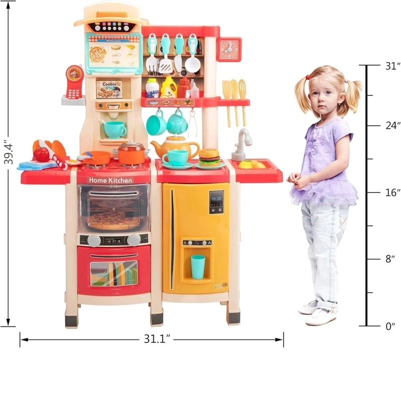 COCINA 100 CM ROSADA CON 66 PCS - 3